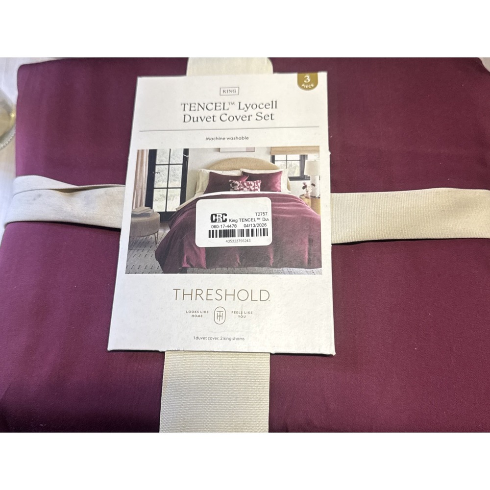 Threshold Tencel Lyocell King  Duvet Cover Set 3 Piece Red‎ Wine